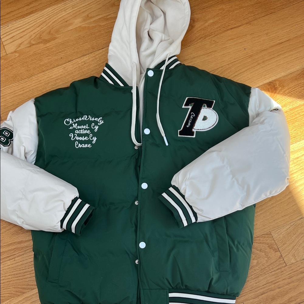 Varsity Green and White Lightweight Jacket